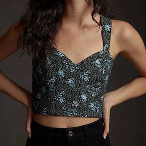 $148 Sachin & Babi x Anthropologie Jacquard Crop Top Floral Tapestry Medium (M)